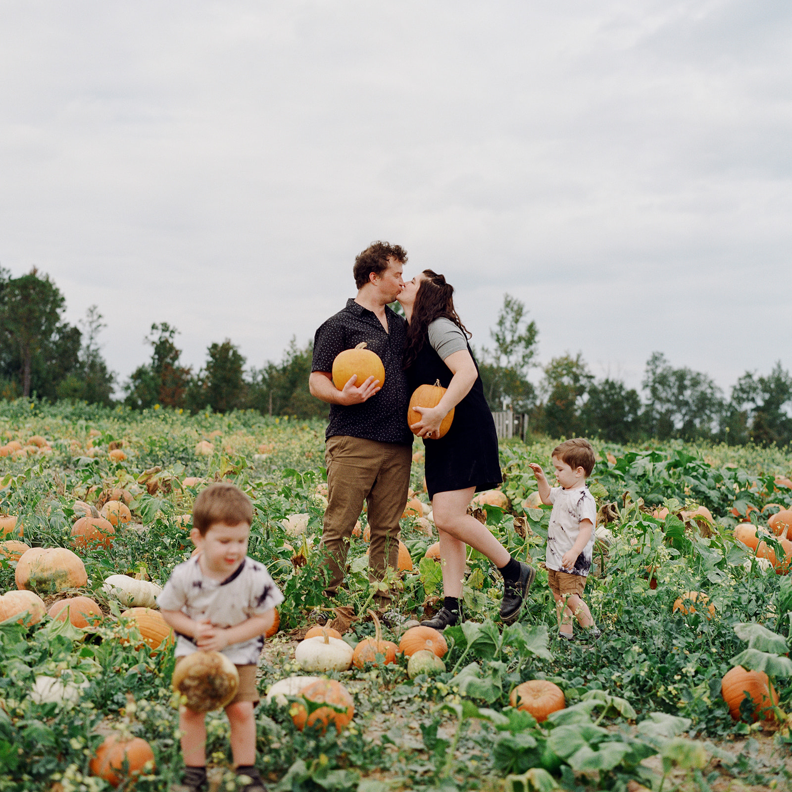 family at Penton Farms Pumpkin Patch in Alabama